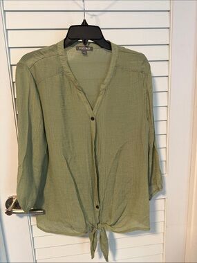 Women’s blouse roz & Ali three-quarter sleeve button ip